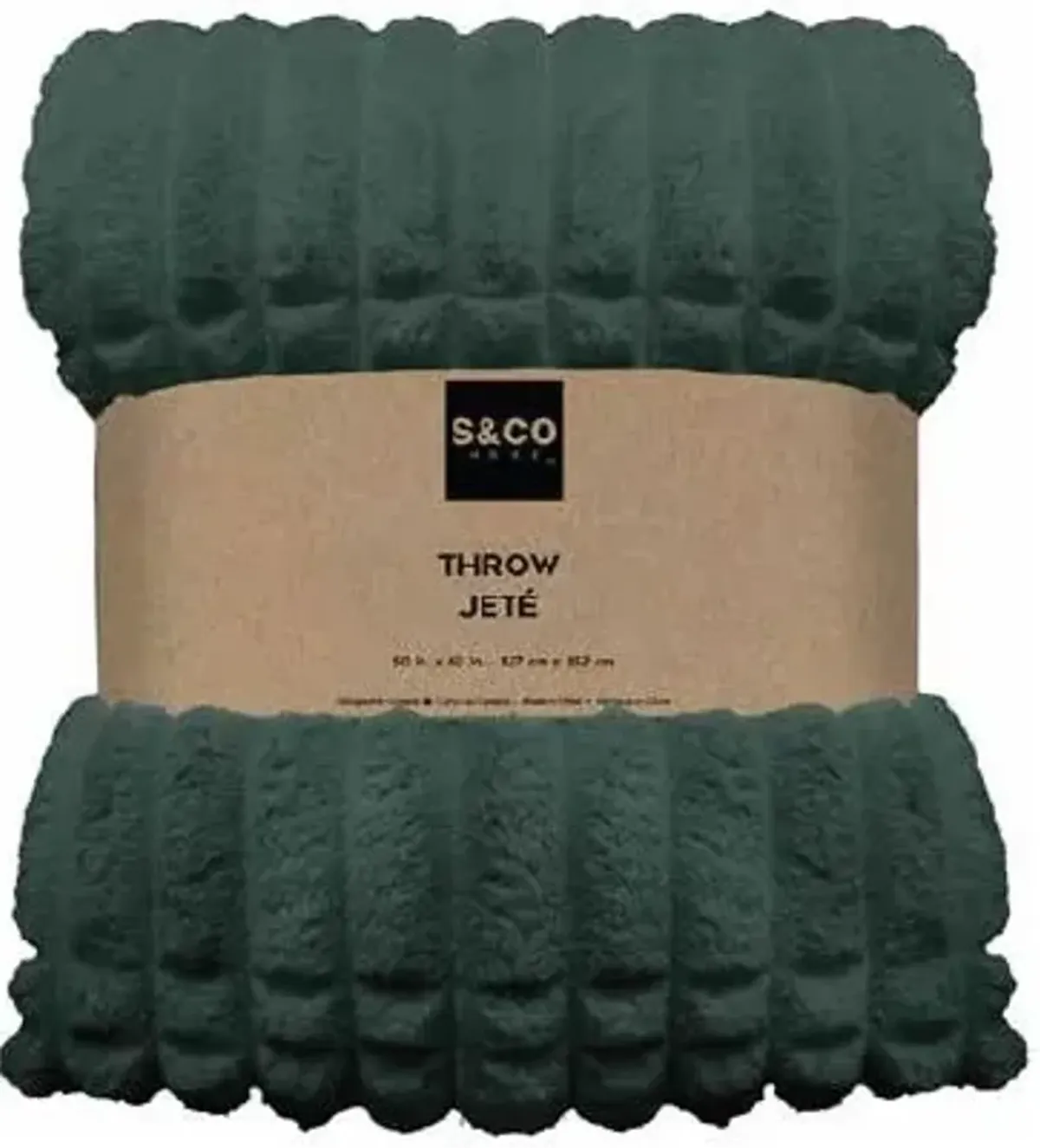 Pine Green Chunky Ribbed Throw 48"W x 60"L