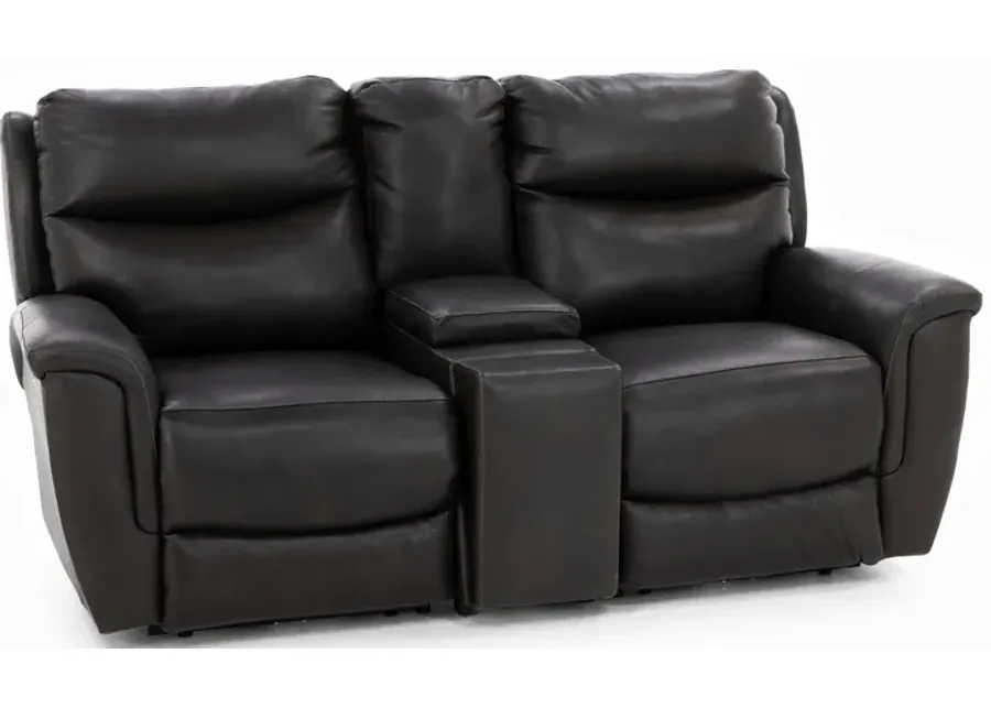 Maurice 3-Pc. Leather Power Headrest Reclining Console Loveseat