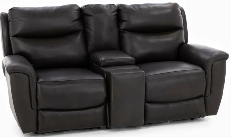 Maurice 3-Pc. Leather Power Headrest Reclining Console Loveseat