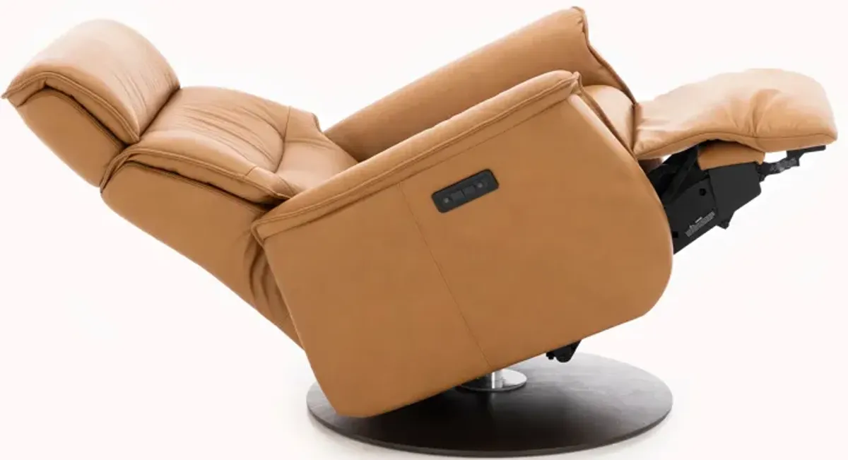 Modern Comfort by Direct Design Rey Leather Large Power Swivel Glider Recliner