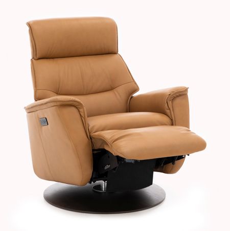 Modern Comfort by Direct Design Rey Leather Large Power Swivel Glider Recliner