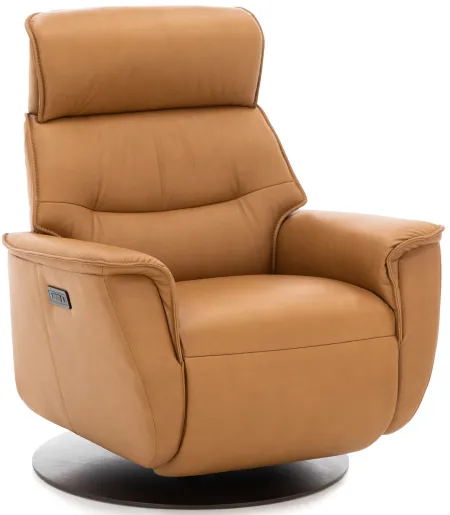 Modern Comfort by Direct Design Rey Leather Extra Large Power Swivel Glider Recliner