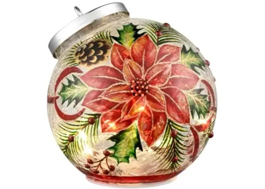 Poinsettia LED Ornament 4.8"W x 4"H