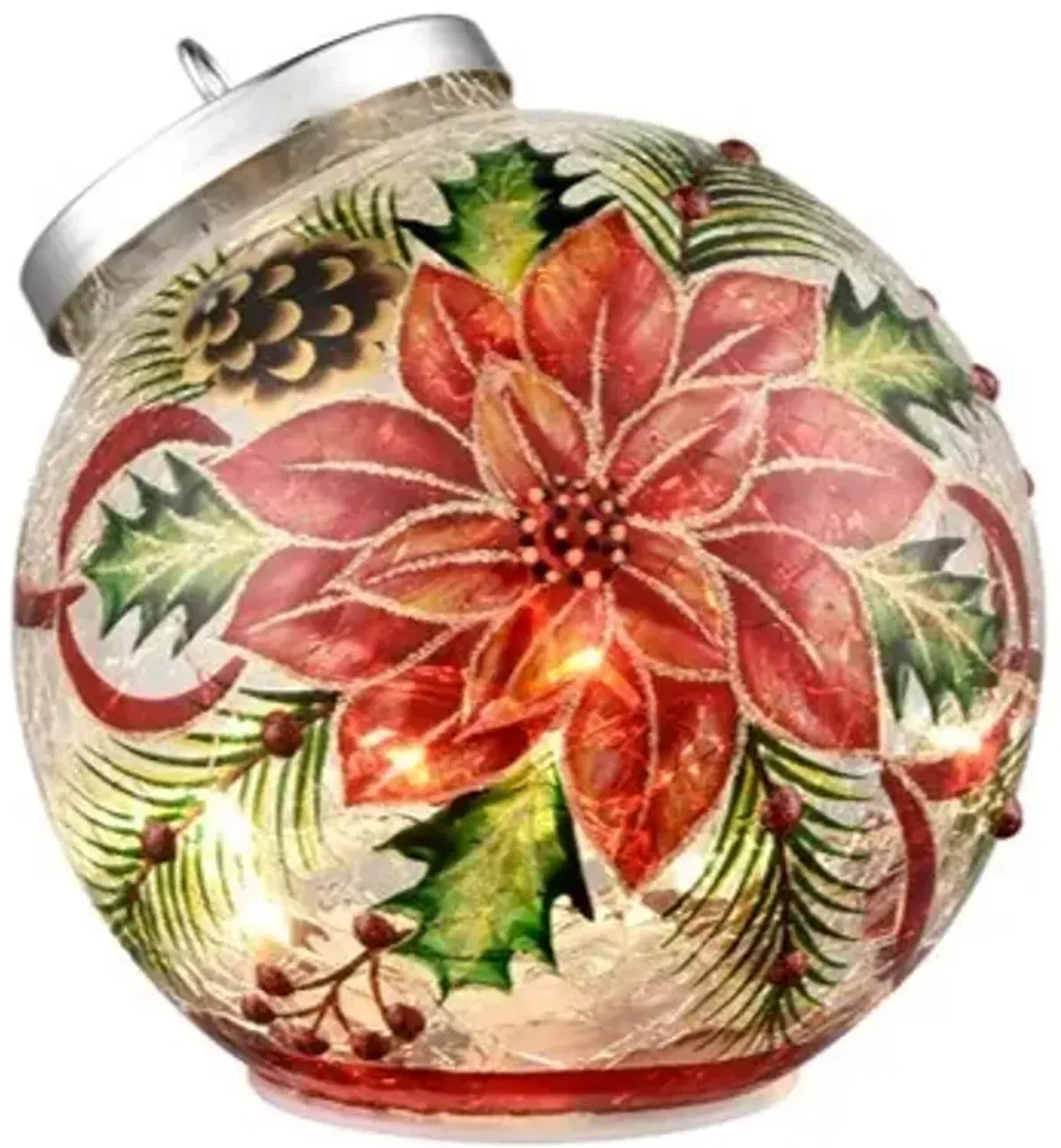 Poinsettia LED Ornament 4.8"W x 4"H