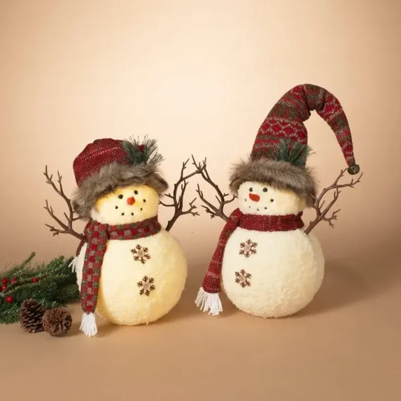 Assorted Lighted Plush Snowman Each 13.7"H