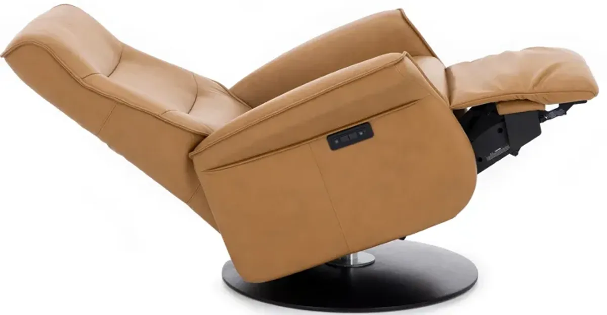 Vianna Leather Large Power Swivel Recliner in Nature