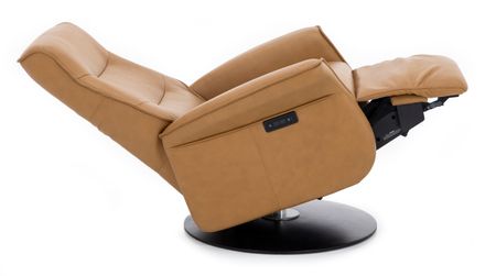 Vianna Leather Large Power Swivel Recliner in Nature