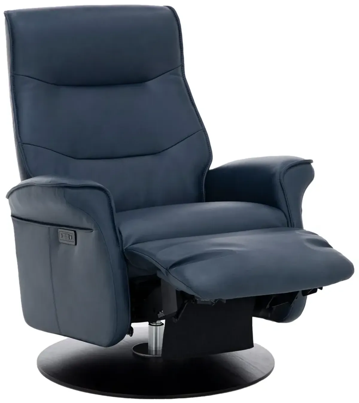 Vianna Leather Large Power Swivel Recliner in Pacific