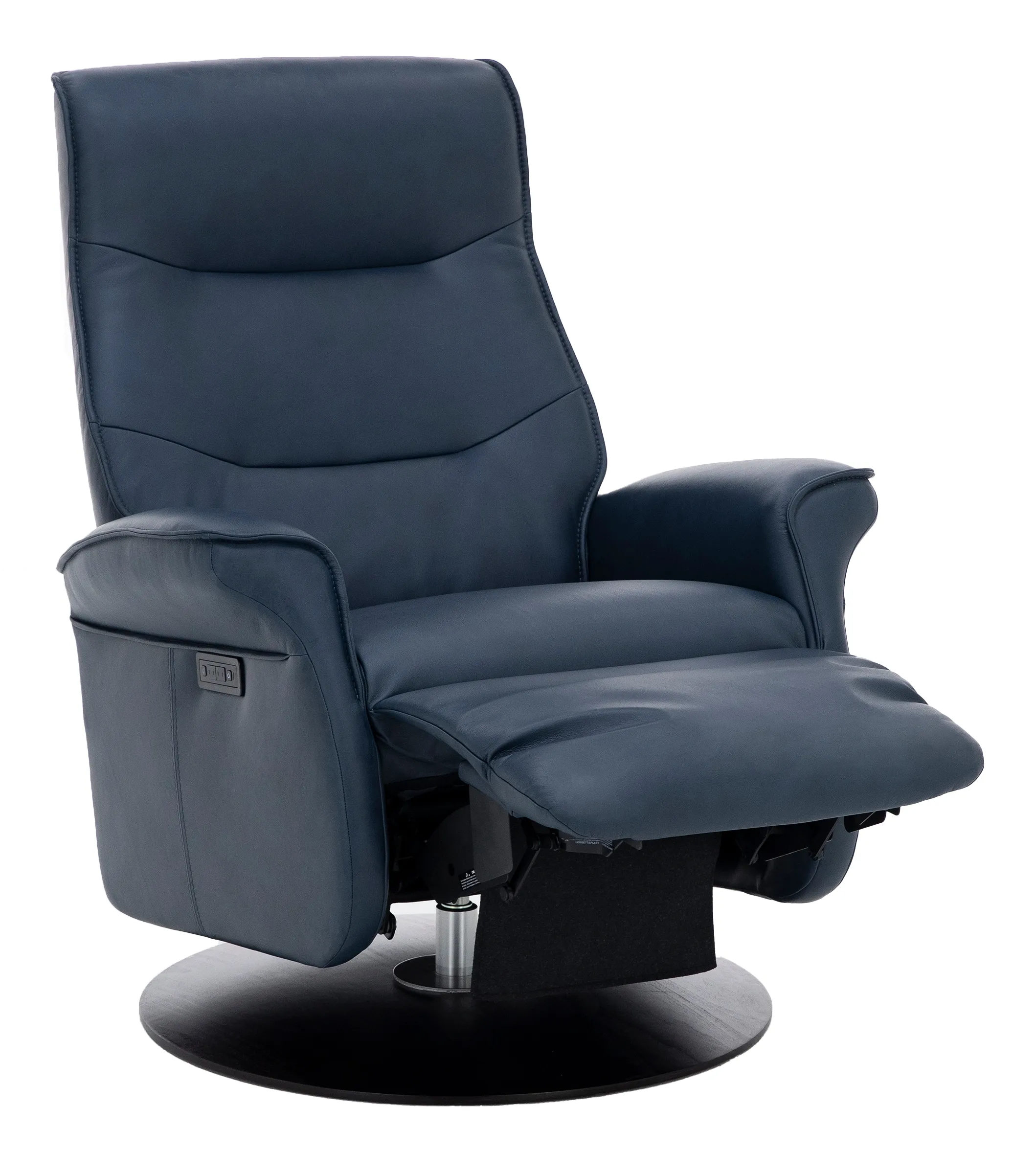 Vianna Leather Large Power Swivel Recliner in Pacific