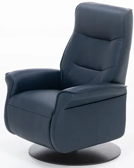 Vianna Leather Large Power Swivel Recliner in Pacific