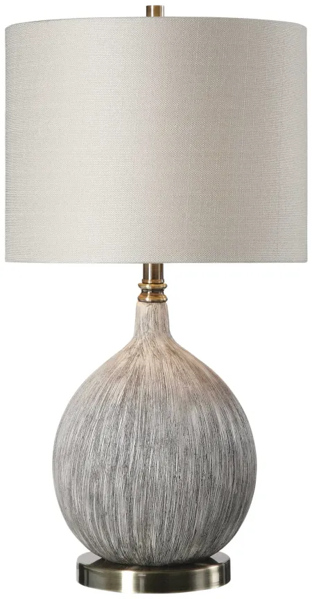 Ivory and Black Textured Ceramic Table Lamp 27"H