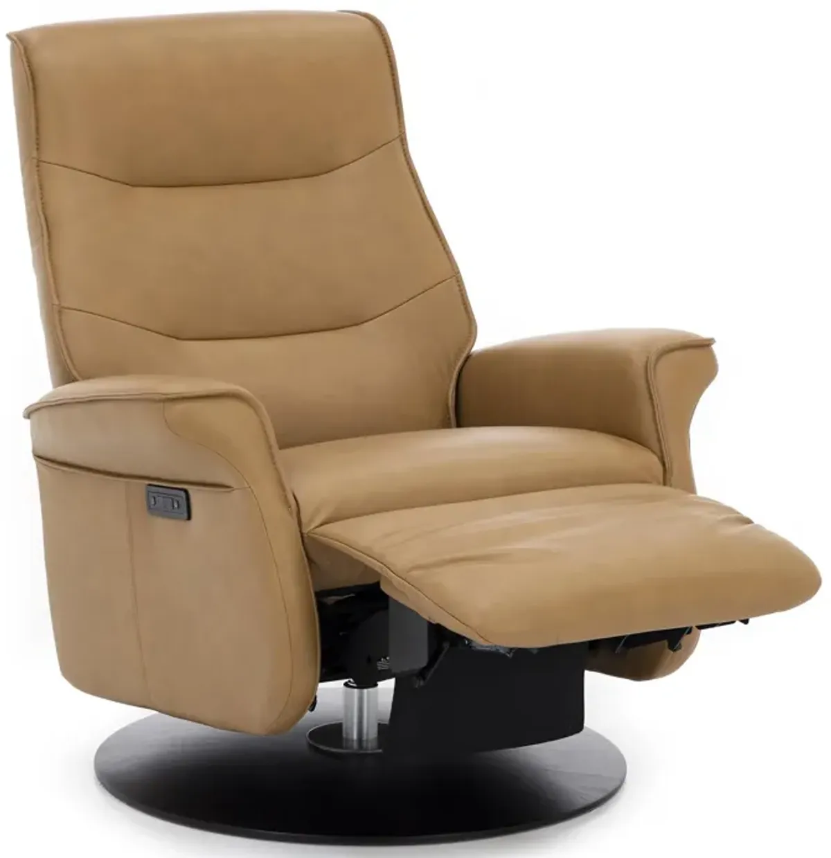 Vianna Leather Extra Large Power Swivel Recliner in Nature