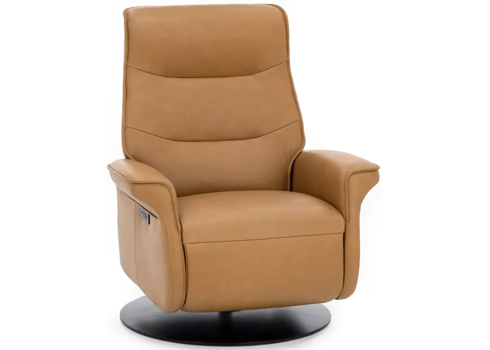 Vianna Leather Extra Large Power Swivel Recliner in Nature