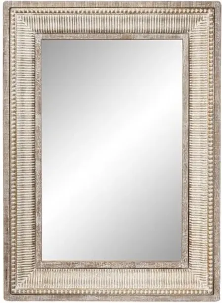 Whitewash Metal and Wood Wall Mirror 31"W x 43"H