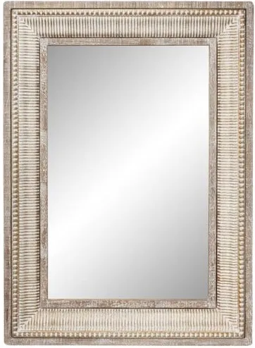 Whitewash Metal and Wood Wall Mirror 31"W x 43"H