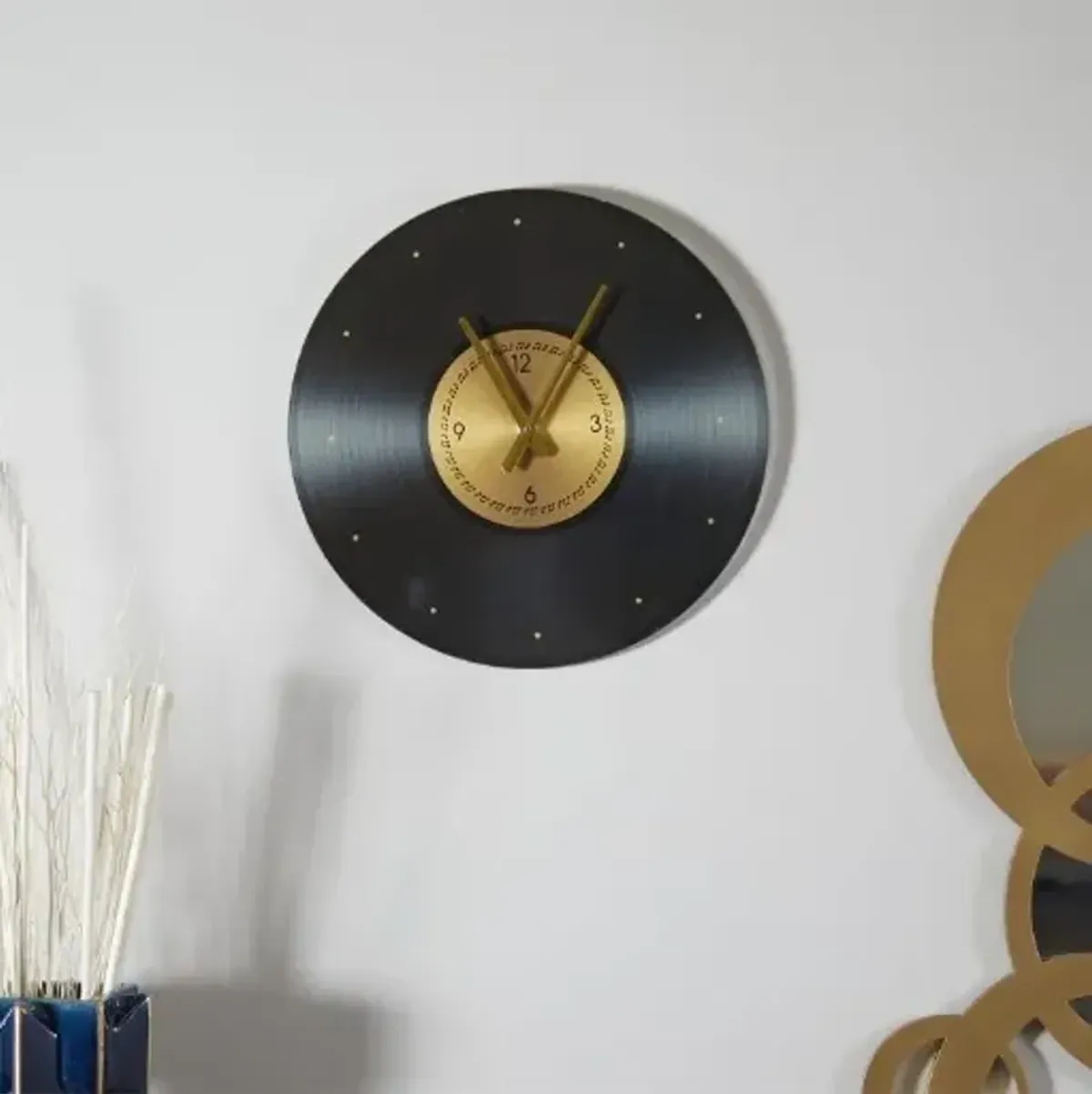 Record Glass Wall Clock 20" Round