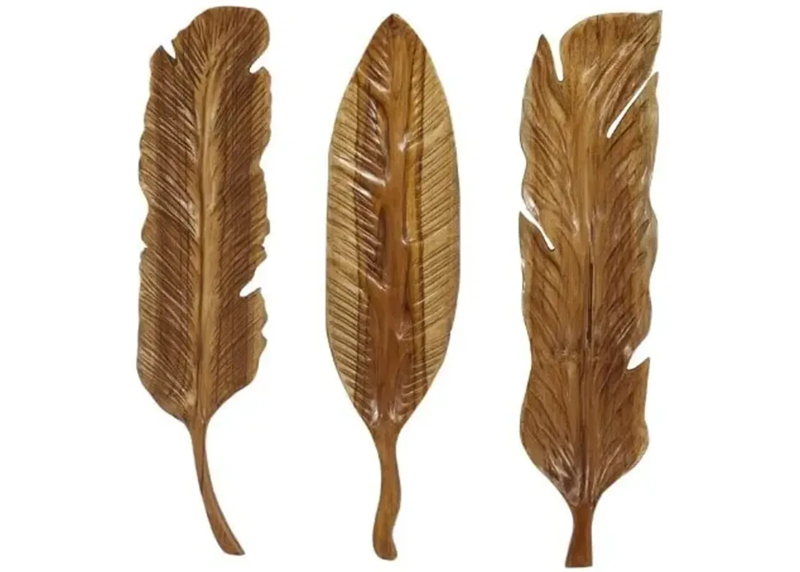 Set of 3 Teak Wood Wall Décor 7"W x 27"H