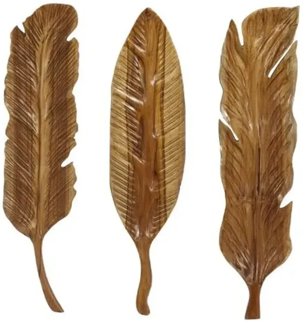 Set of 3 Teak Wood Wall Décor 7"W x 27"H