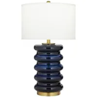 Navy Glass Table Lamp 27.25"H