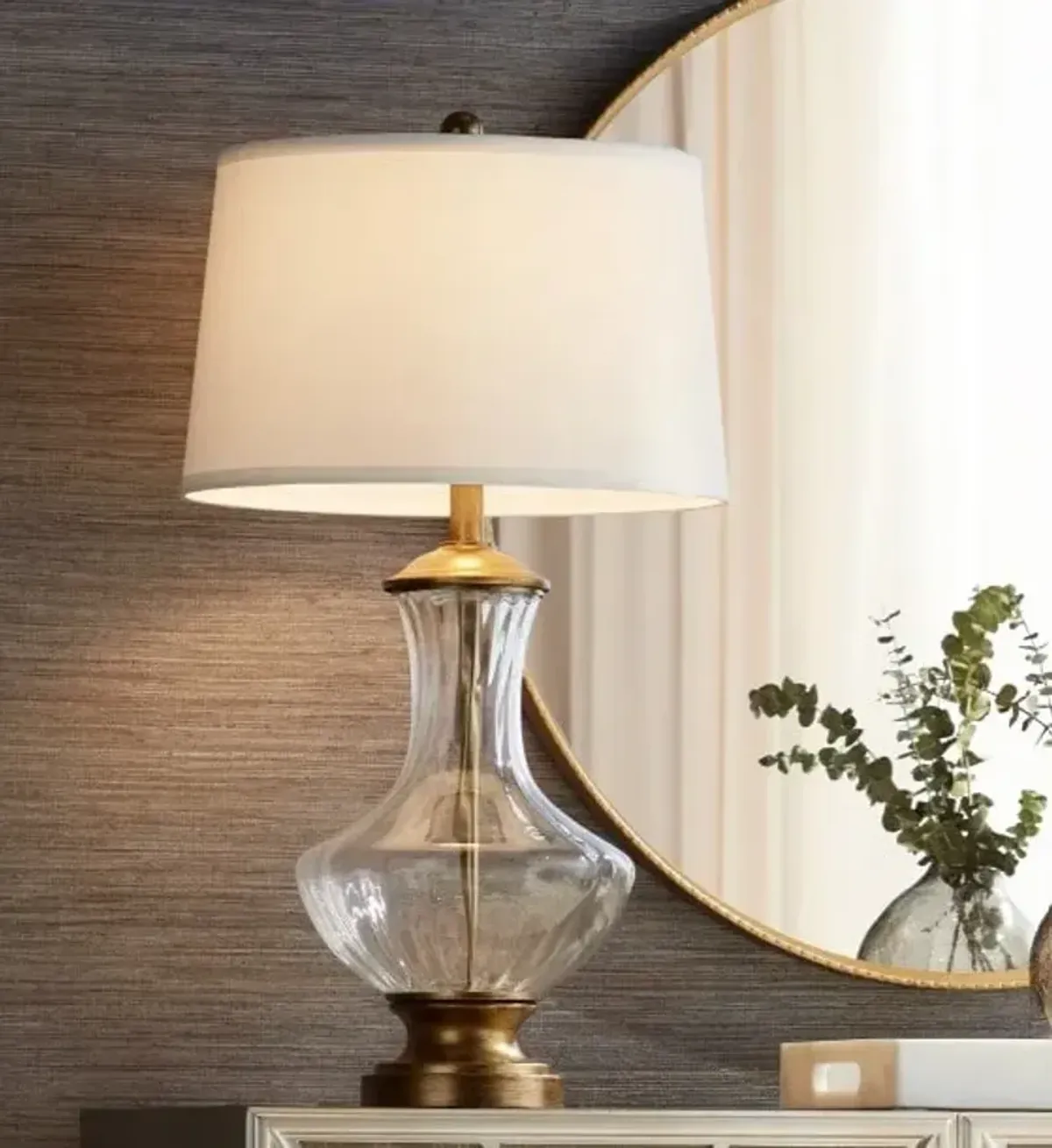Fluted Glass Urn Table Lamp 28.5"H