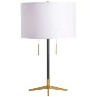 Black and Brass Metal Table Lamp 26.5"H