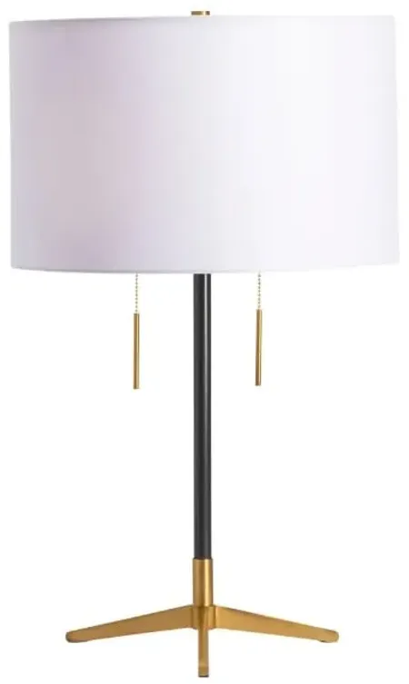 Black and Brass Metal Table Lamp 26.5"H