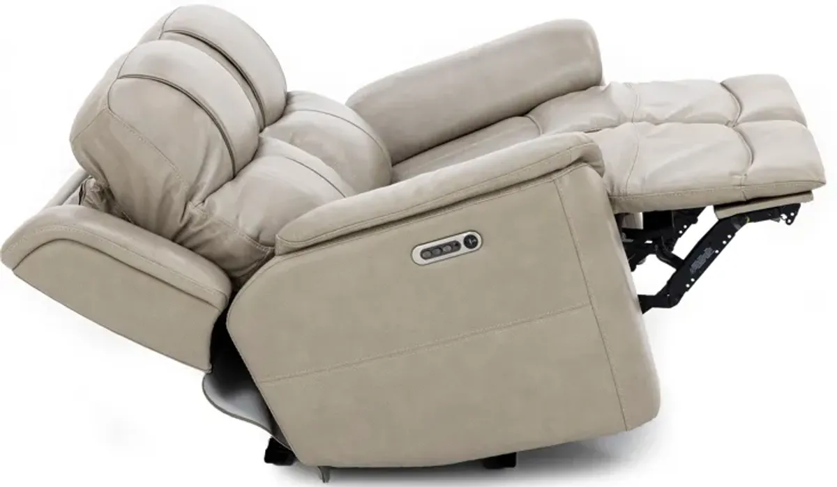 Wrenn Leather Fully Loaded Zero Gravity Reclining Loveseat in Pebble