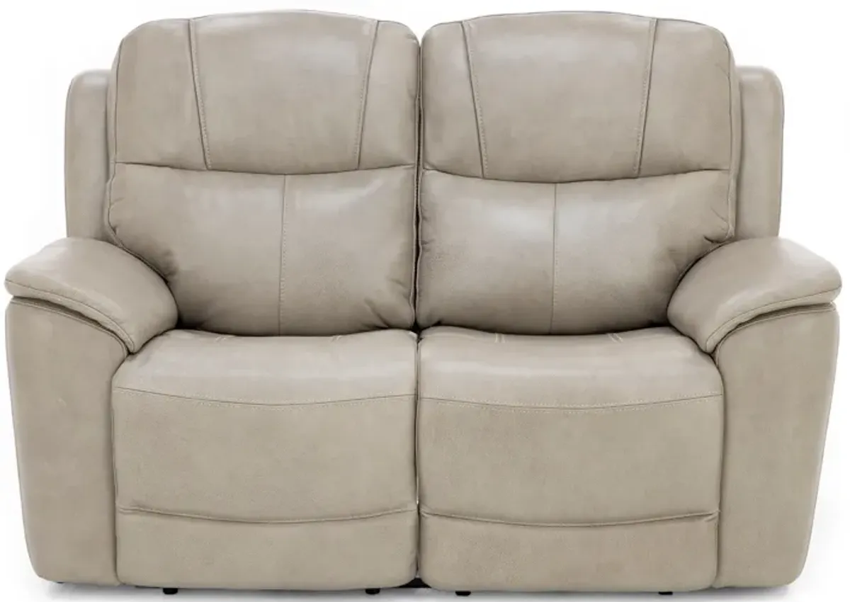 Wrenn Leather Fully Loaded Zero Gravity Reclining Loveseat in Pebble