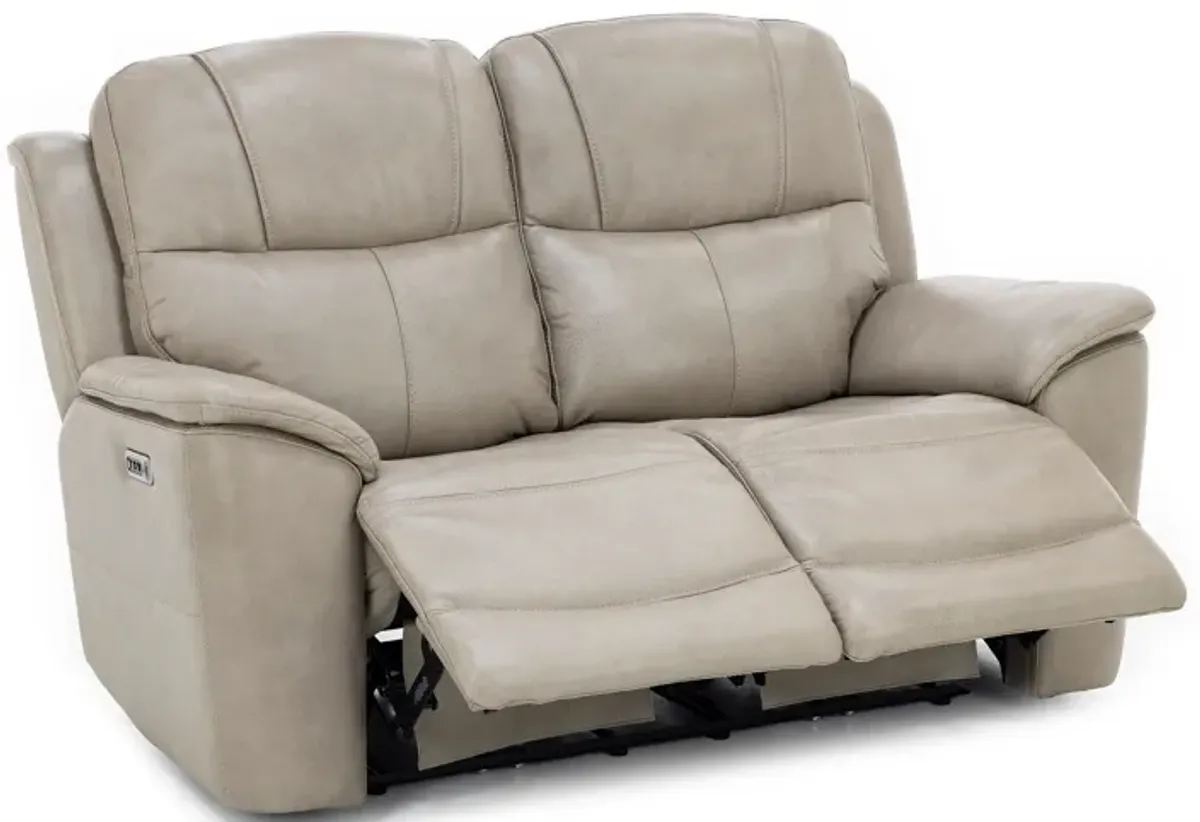 Wrenn Leather Fully Loaded Zero Gravity Reclining Loveseat in Pebble