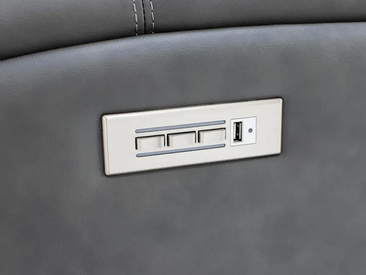 Flexsteel Landon Leather Zero Gravity Fully Loaded Reclining Loveseat in Charcoal