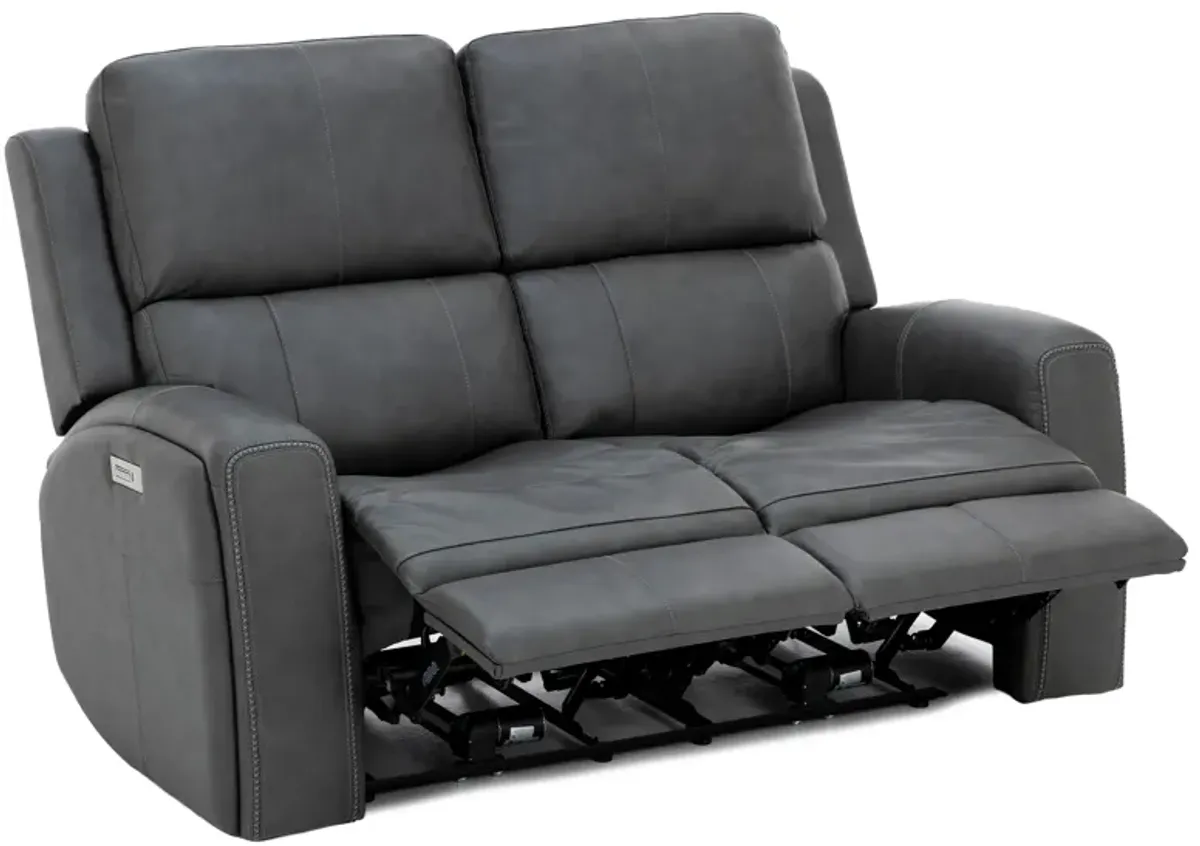 Landon Leather Zero Gravity Fully Loaded Reclining Loveseat in Charcoal