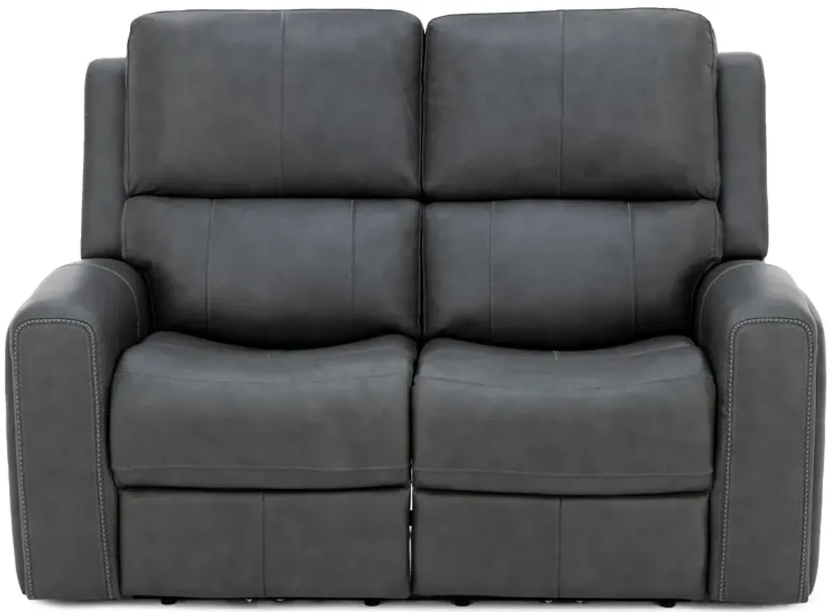 Landon Leather Zero Gravity Fully Loaded Reclining Loveseat in Charcoal