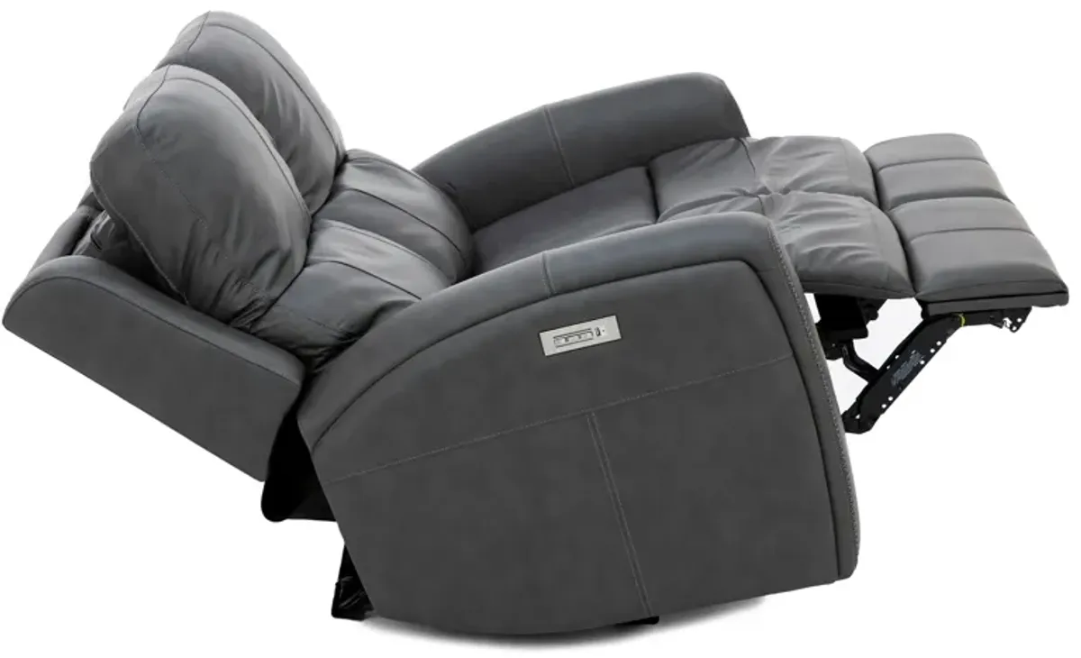 Landon Leather Zero Gravity Fully Loaded Reclining Loveseat in Charcoal