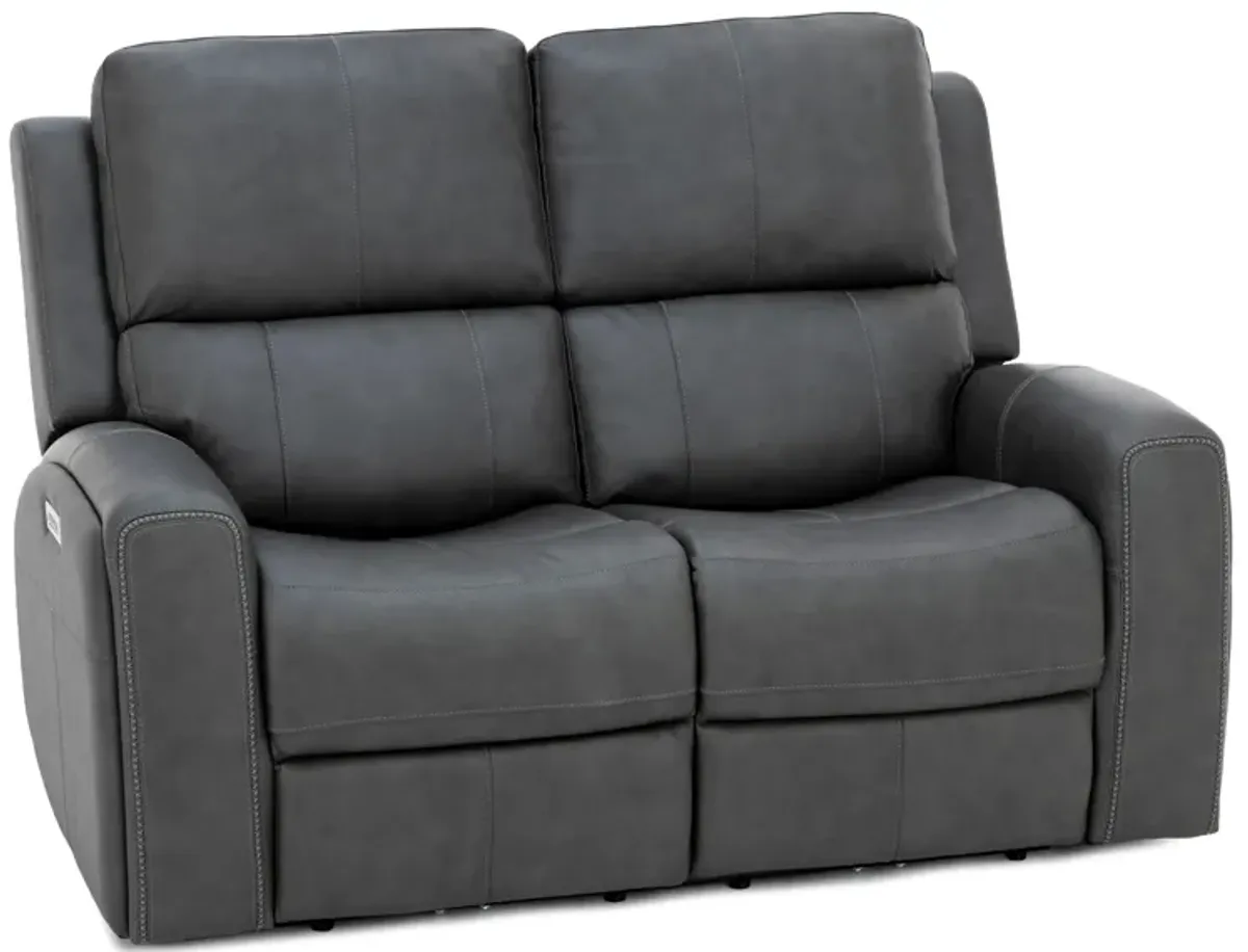 Landon Leather Zero Gravity Fully Loaded Reclining Loveseat in Charcoal