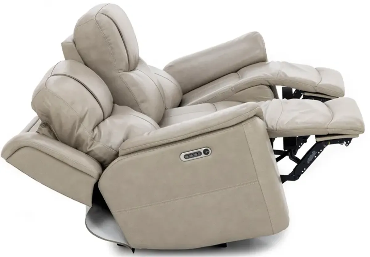 Wrenn Leather Fully Loaded Zero Gravity Reclining Sofa in Pebble