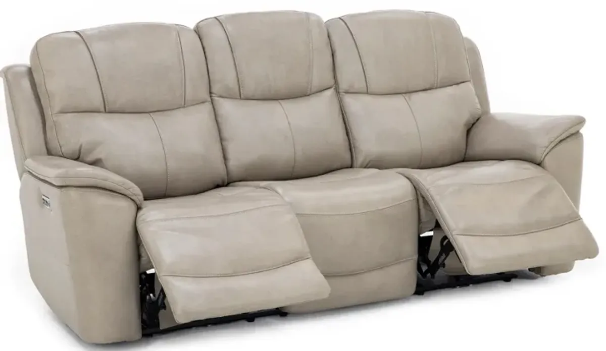 Wrenn Leather Fully Loaded Zero Gravity Reclining Sofa in Pebble