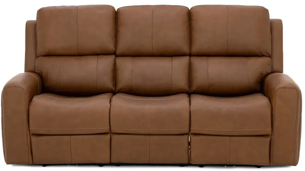 Landon Leather Zero Gravity Fully Loaded Reclining Sofa in Caramel