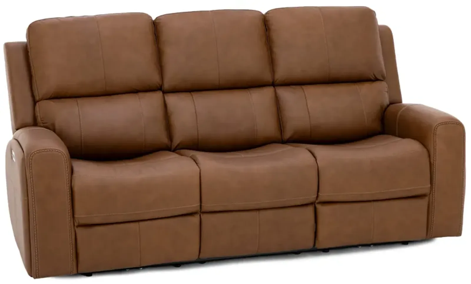 Landon Leather Zero Gravity Fully Loaded Reclining Sofa in Caramel