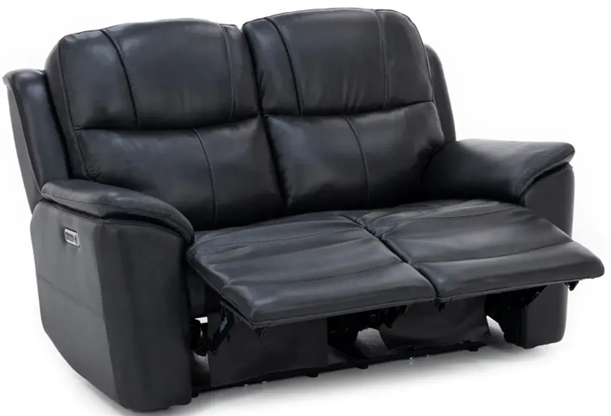 Flexsteel Wrenn Leather Fully Loaded Zero Gravity Reclining Loveseat in Raven