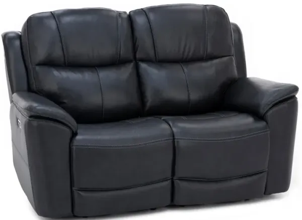 Flexsteel Wrenn Leather Fully Loaded Zero Gravity Reclining Loveseat in Raven