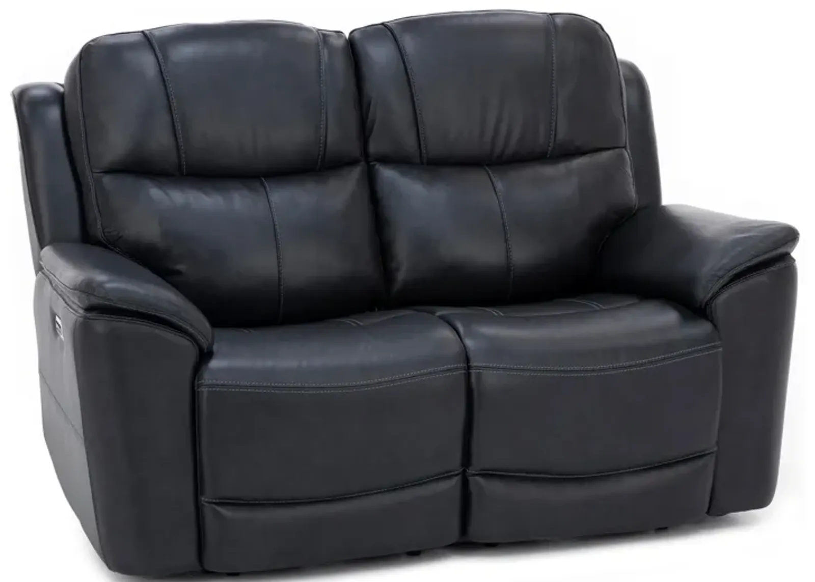 Wrenn Leather Fully Loaded Zero Gravity Reclining Loveseat in Raven