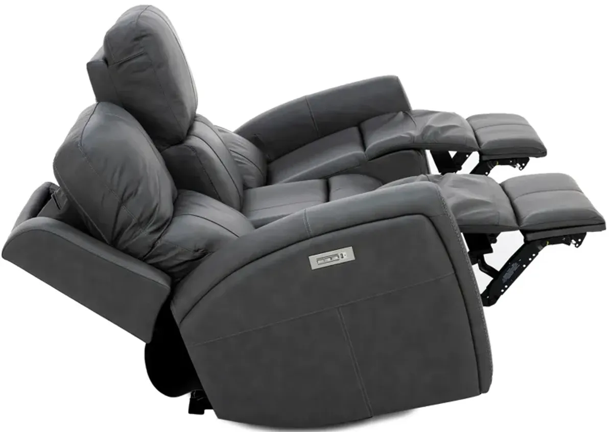 Landon Leather Zero Gravity Fully Loaded Reclining Sofa in Charcoal