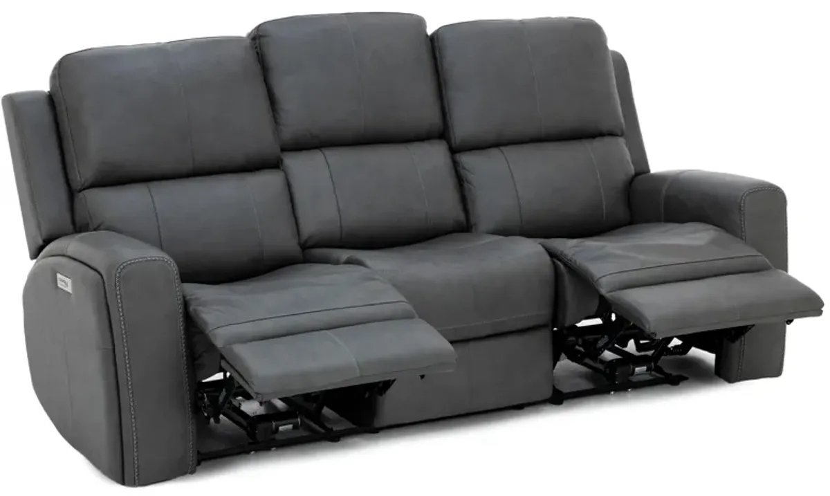 Landon Leather Zero Gravity Fully Loaded Reclining Sofa in Charcoal