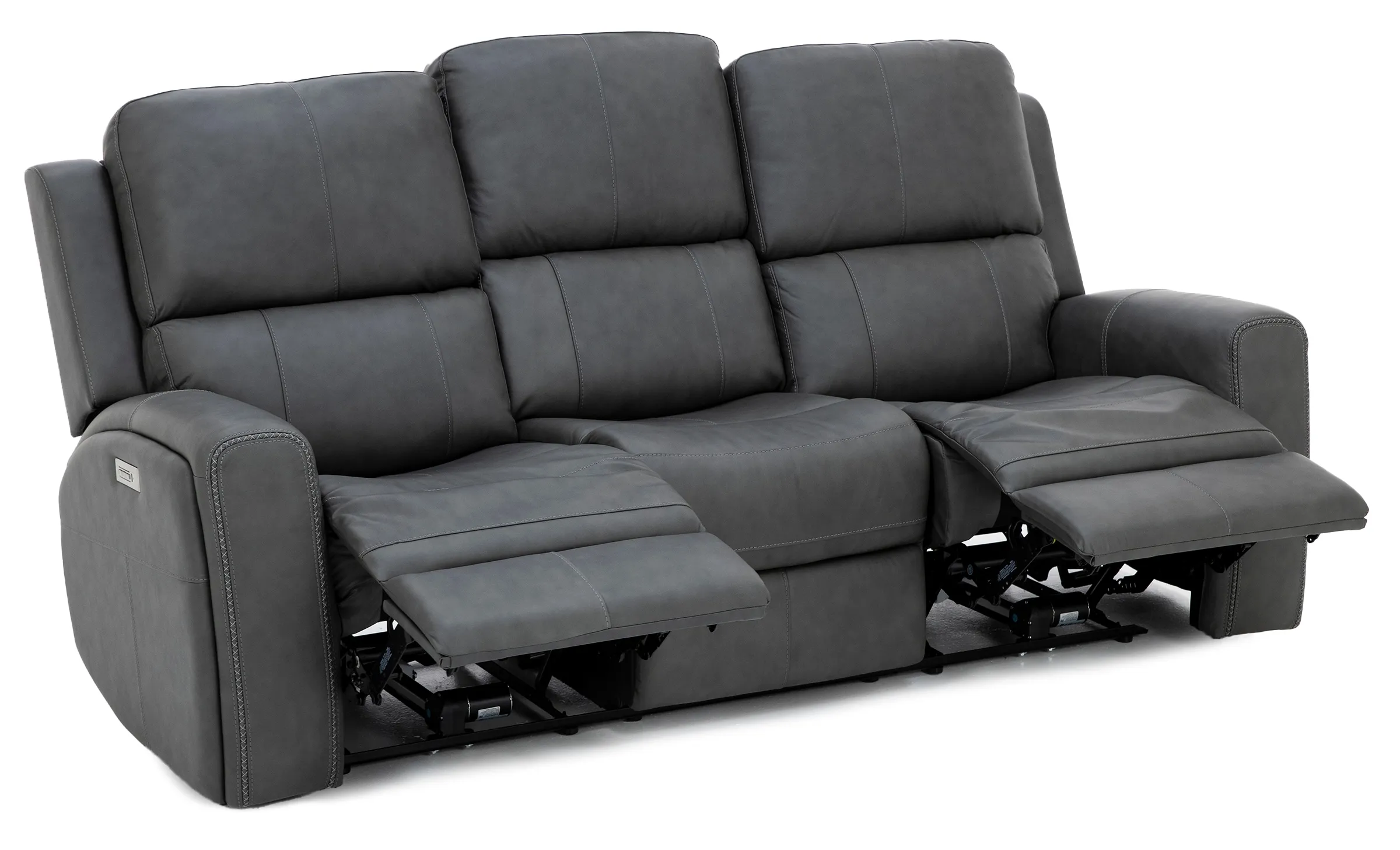 Landon Leather Zero Gravity Fully Loaded Reclining Sofa in Charcoal