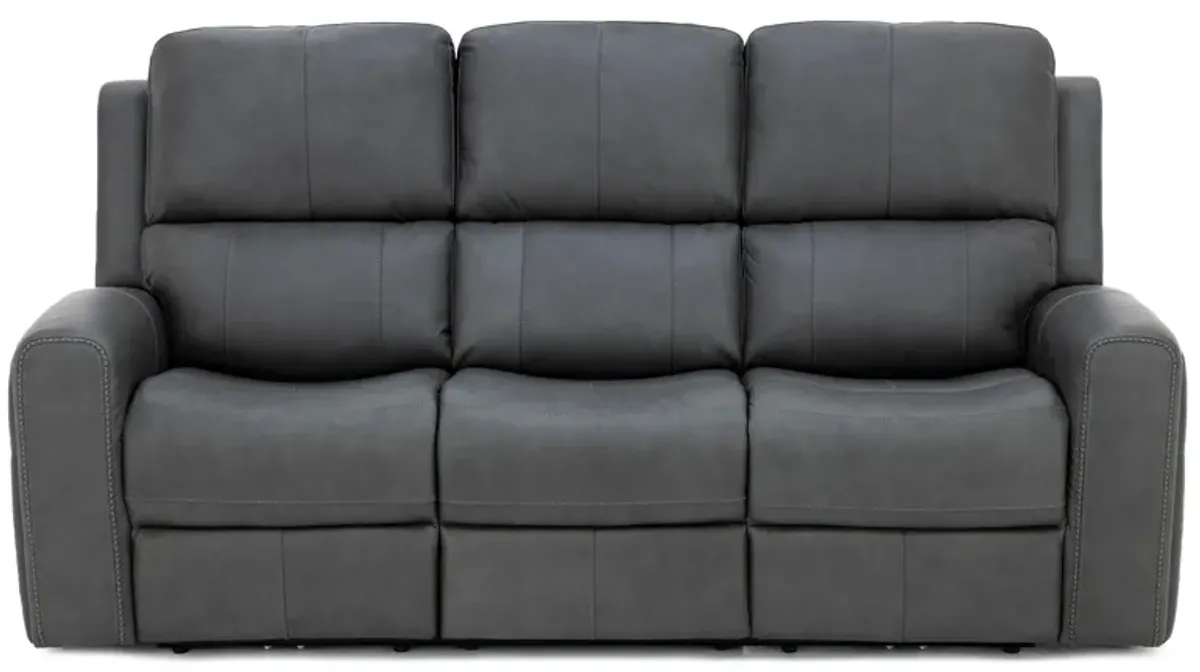 Landon Leather Zero Gravity Fully Loaded Reclining Sofa in Charcoal