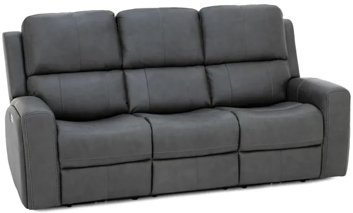 Landon Leather Zero Gravity Fully Loaded Reclining Sofa in Charcoal