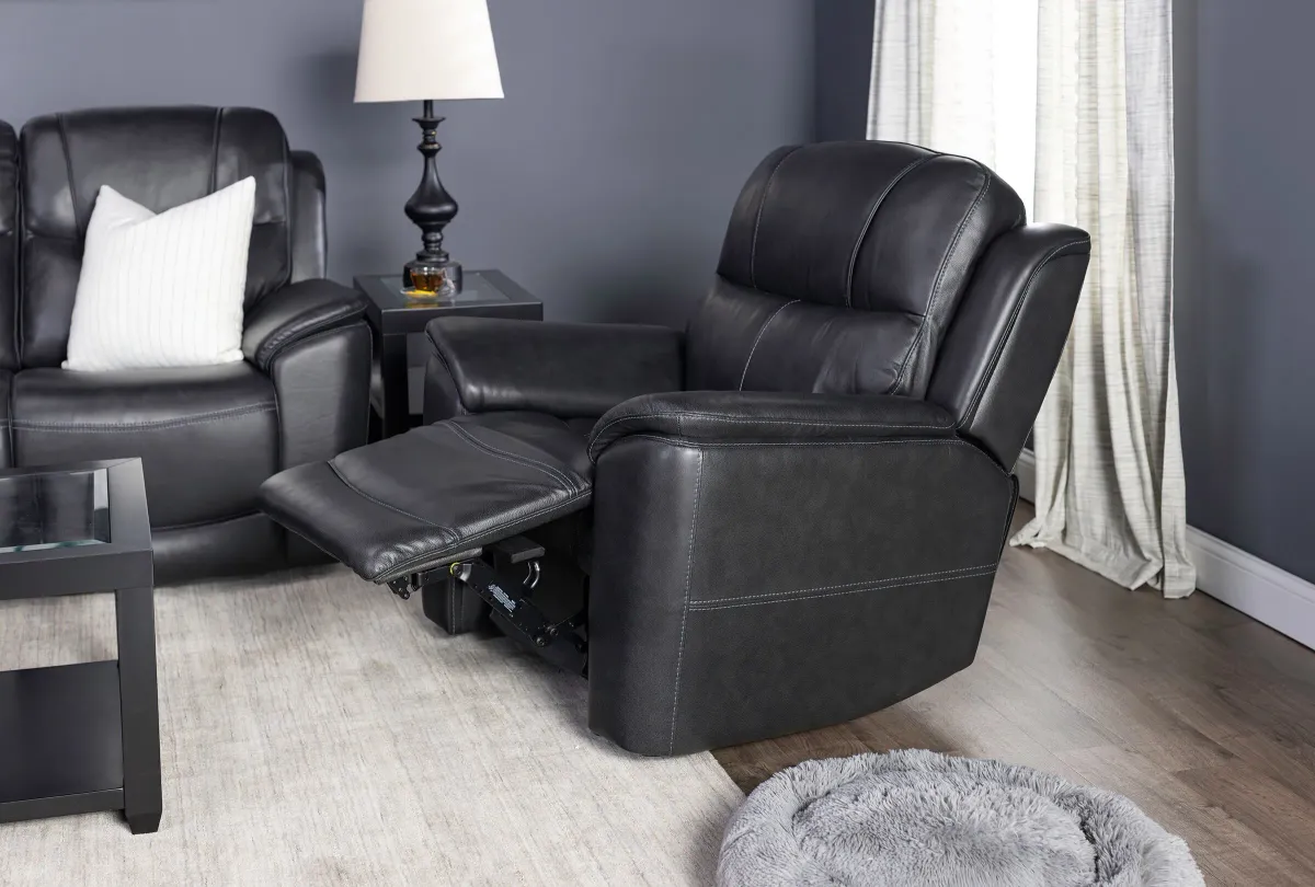 Wrenn Leather Fully Loaded Zero Gravity Recliner in Raven