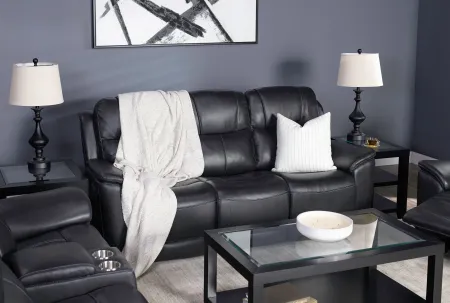Wrenn Leather Fully Loaded Zero Gravity Reclining Sofa in Raven