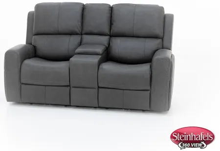 Landon Leather Zero Gravity Fully Loaded Reclining Console Loveseat in Charcoal