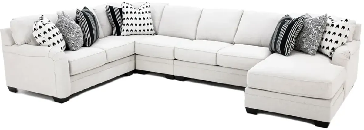 Evelyn 5-Pc. Sectional In Dove Grey In Right-Facing